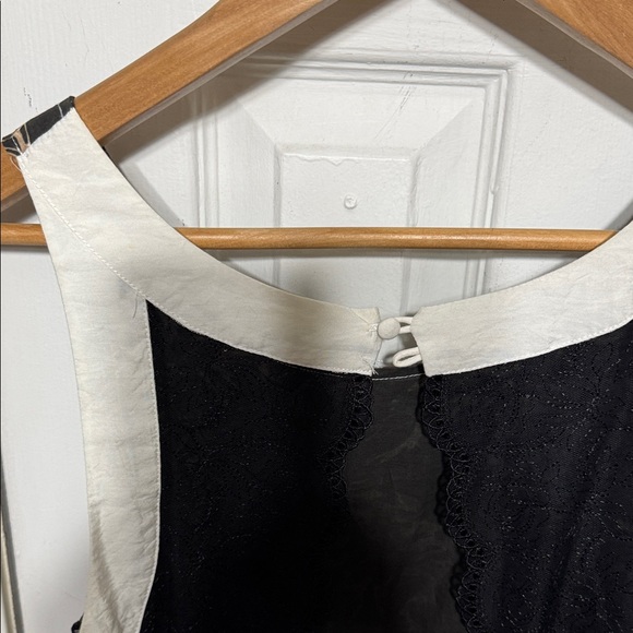 Free People Floral Batik Open Lace Back Black Gold High Low Dress - Picture 5 of 10